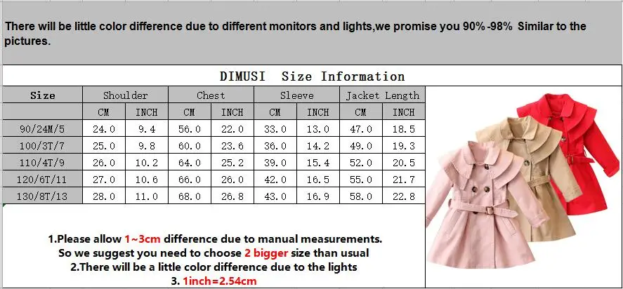 DIMUSI Autumn Girls Jacket Fashion Kids Trench Coats jacket Baby Casual Outwear Windbreaker Jackets Children's Clothing |