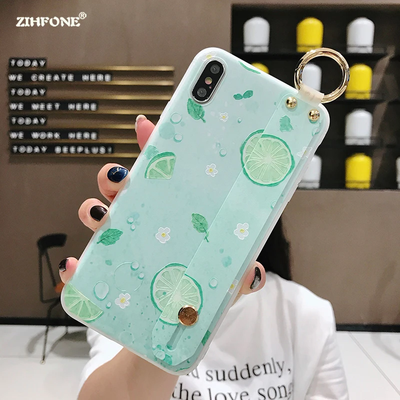 fundas wrist strap hand band case for xiaomi mi 9 mi9 fruits lemon soft tpu back cover on 8 mi8 stand coque |