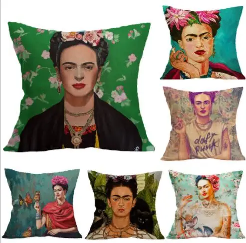 Мексиканский живописец Frida Caro женщина портрет печати льняная декоративная