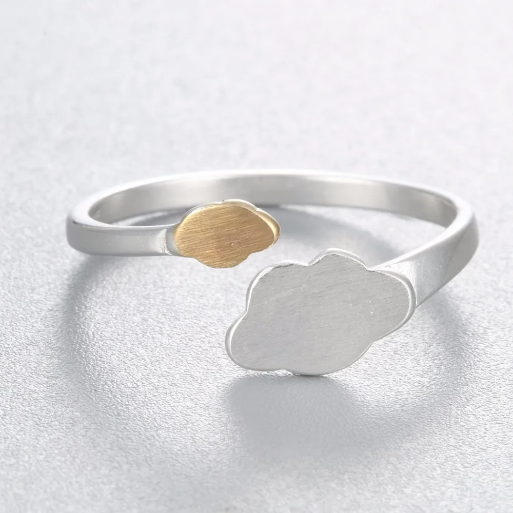 Kinitial модное кольцо 2 цвета серебро и золото облако открытый дизайн кольца для
