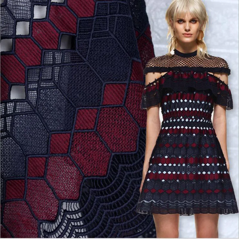 Модное разноцветное ажурное кружевное полиэфирное вышитое платье ткань