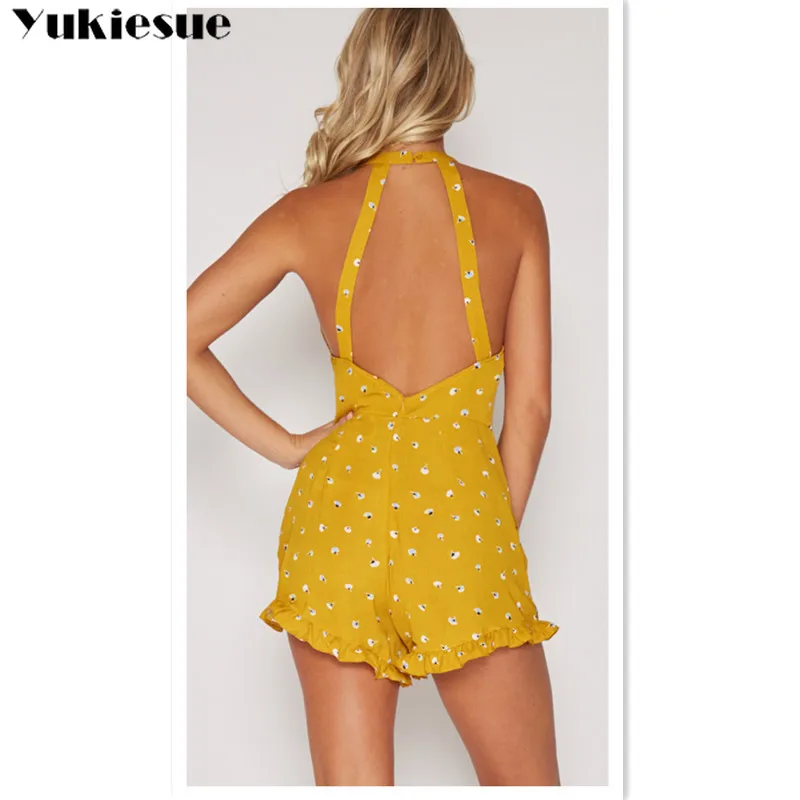 Boho женские комбинезоны с открытой спиной комбинезон женский боди для женщин 2019