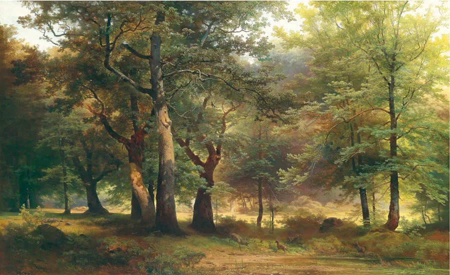 Бесплатная доставка утренняя картина маслом в сосновом лесу медведя Ивана