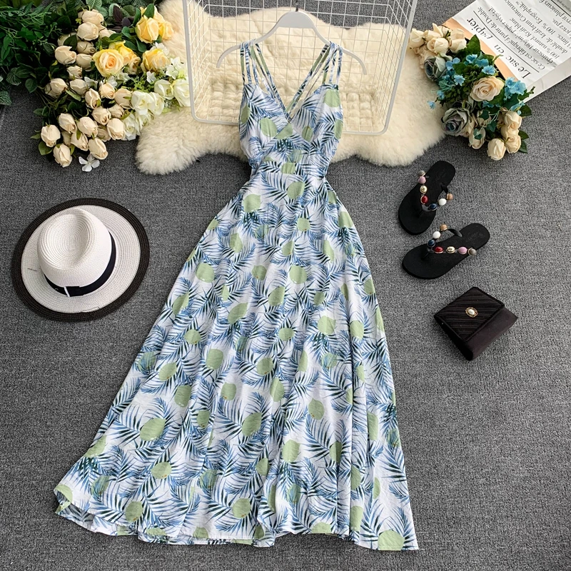 Новинка 2019 модные женские платья лимон персик лист принт праздник сексуальный