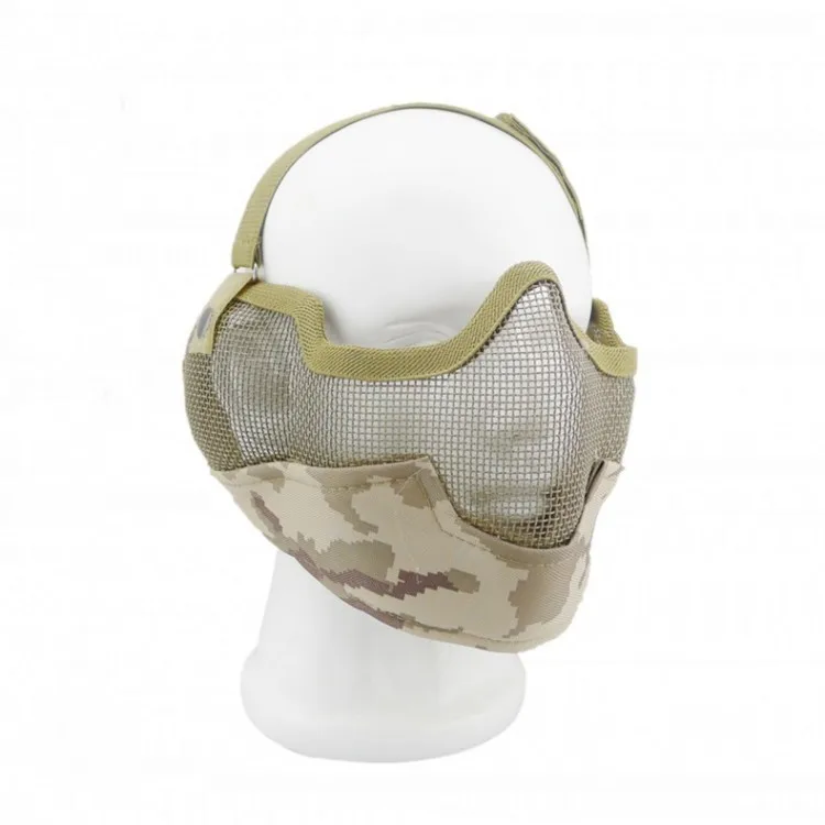 AIRSOFT удар V2 вечерние маска стальная сетка на пол-лица с защитой ушей черный