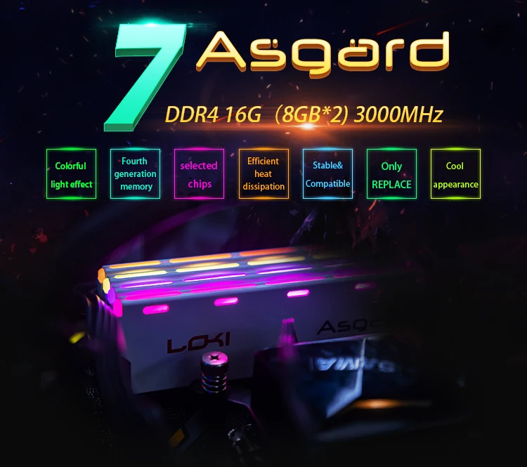 Asgard Loki w1 серия DDR4 8gbx2 3000 МГц RGB ram для игр настольный Память ram dimm