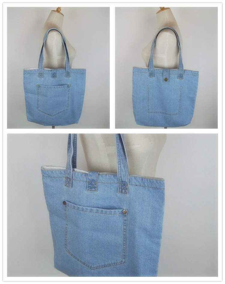 Женская джинсовая сумка с карманами простая винтажная через плечо для шоппинга