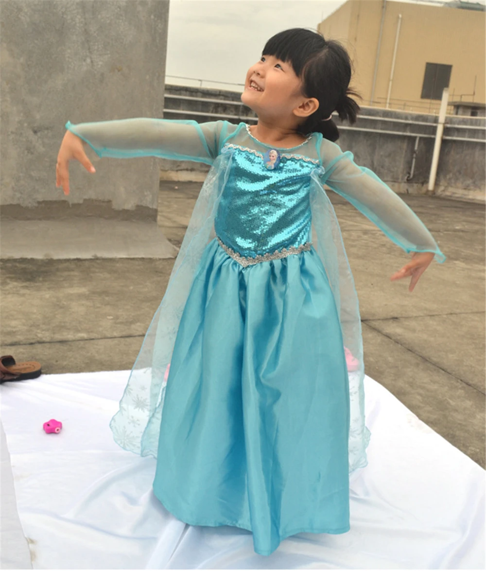 2018 Fairy Girl Elsa Dress Children Snow Queen Princess Magic Stick Crown Wig Crystal Shoes Cosplay Costume for Christmas | Детская