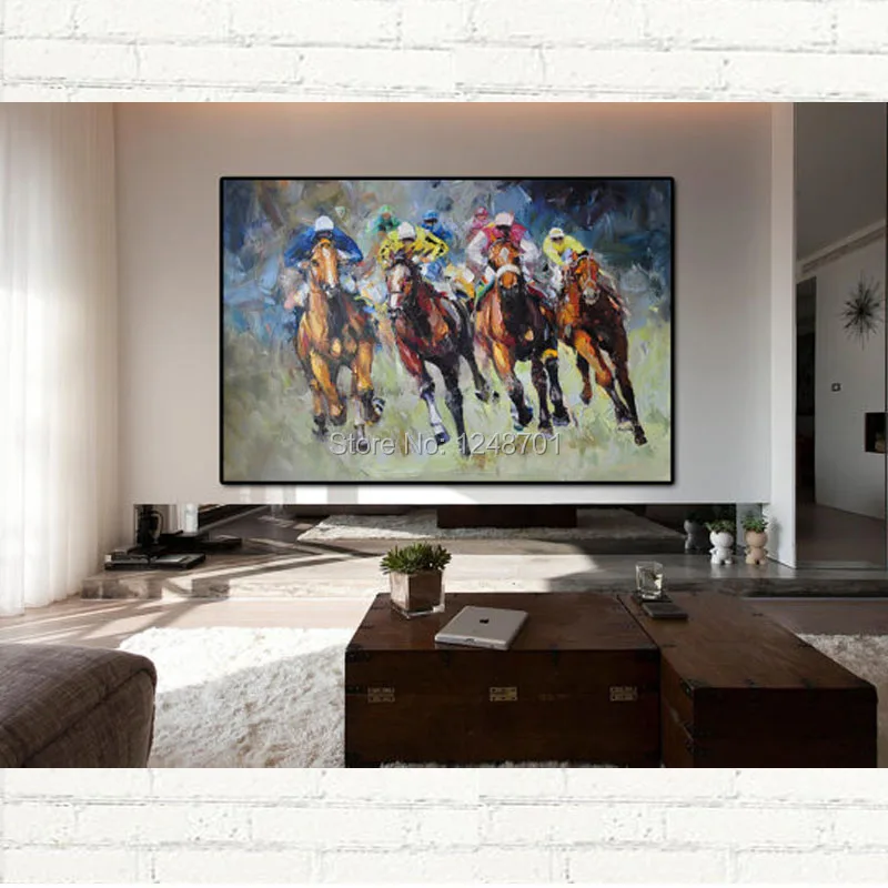 

Abstract Large Oil Painting Palette Knife Riding Horse Canvas Painting Wall Art for Living Room Home Decor Pictures Hand Painted