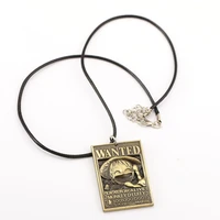 12pcslot one piece wanted poster necklace luffy warrant pendant necklace friendship men women anime jewelry choker accessories