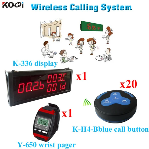 

Wireless Ordering System Vibrating Wireless System Call Service Waiter Calling Equipment(1 display 1 wrist watch 20call button)