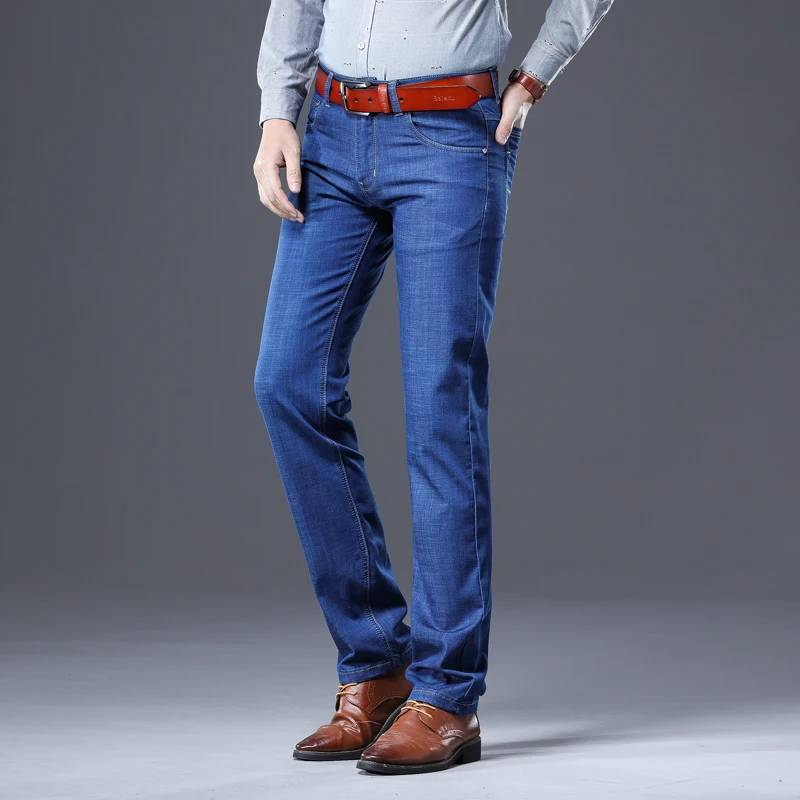 Мужские джинсы KSTUN Синий Классический прямой эластичный Повседневный светильник