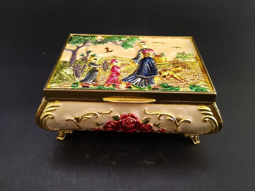 

Chinese Handwork Cloisonne Carving Women and children Exquisite Jewel Box