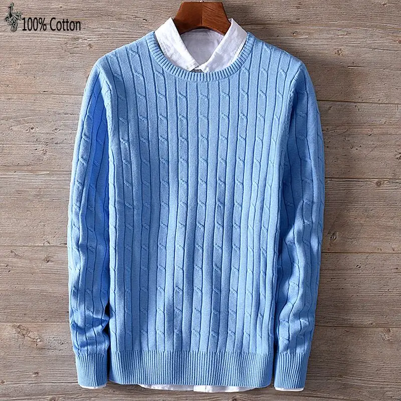 Мужские трикотажные пуловеры с длинным рукавом свитеры из 100% хлопка