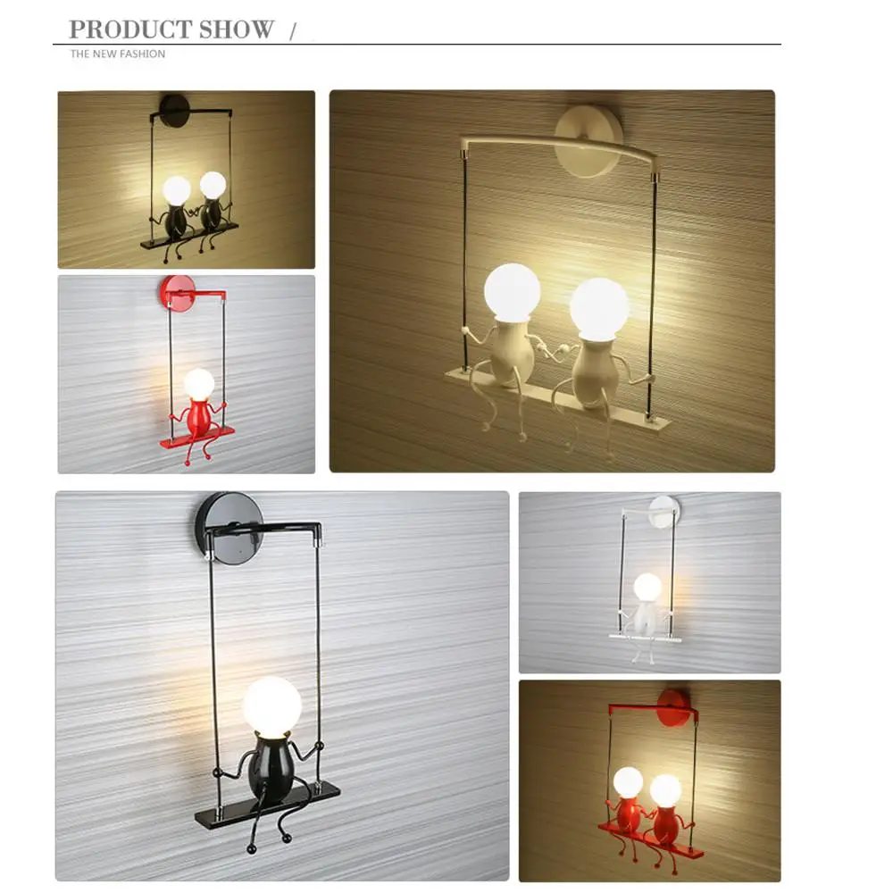 

SOLLED Fashion Single Head Person Shape Wall Lamp Holder for Kids Bedroom Decor (Without Bulb)