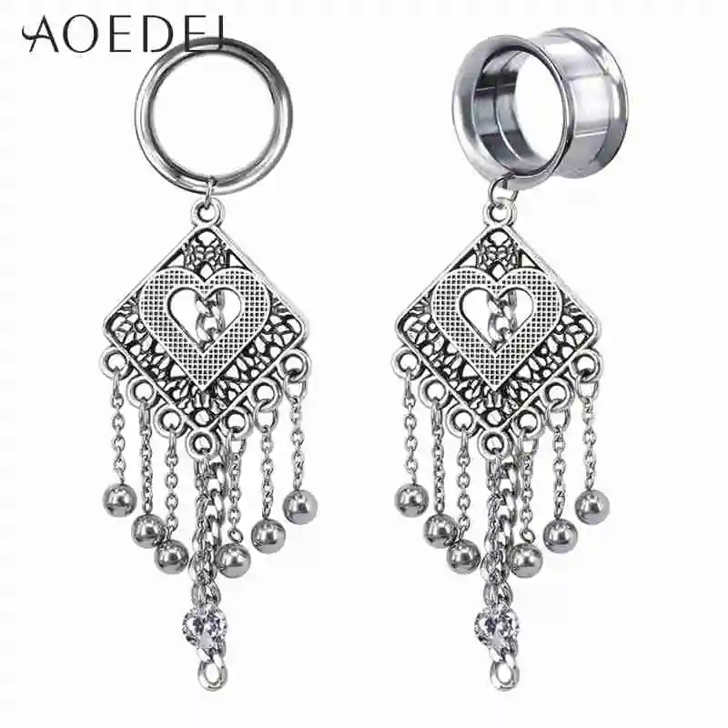 2 Pieces AOEDEJ растягивающийся пирсинг для уха из нержавеющей стали, удлиняющий тоннель, пробки и тоннели, пирсинг ombelico, пирсинг orelha 5-22 мм - Окраска металла: 2 Pieces