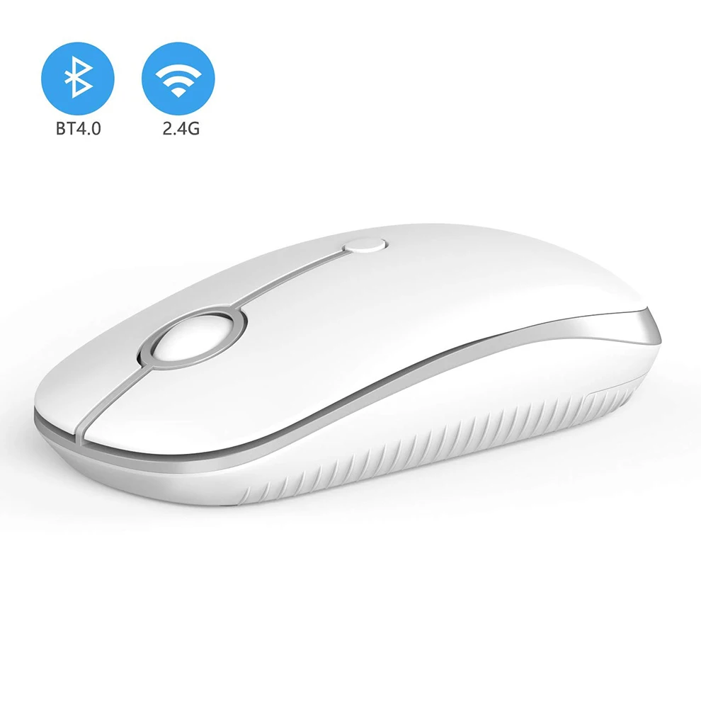 white and silver Jelly Comb Bluetooth 4,0+ 2,4G Беспроводная Двухрежимная мышь для ноутбука Macbook 2400 dpi оптическая игровая мышь Бесшумная мышь - Цвет: white and silver