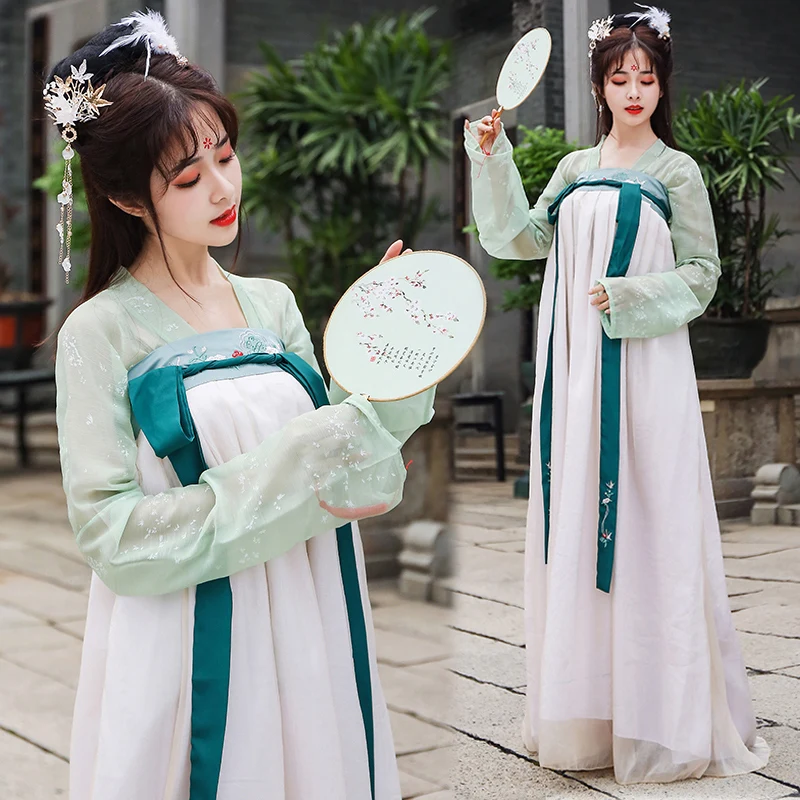 Hanfu Женский Китайский древний костюм розовое/зеленое платье феи карнавальный костюм Взрослый карнавальный наряд сценическая одежда Hanfu bl77