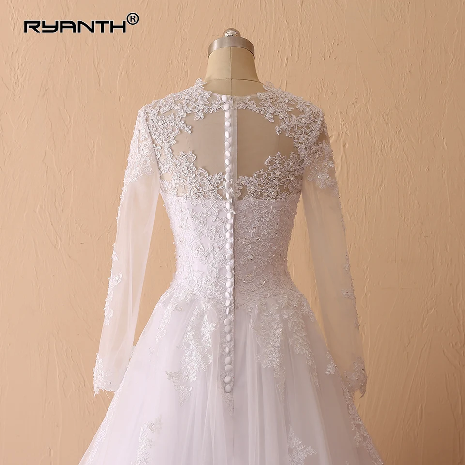 

Ryanth Vestido De Noiva Luxury Long Train Ball Gown Princess Wedding Dress 2019 Cheap Long Sleeves Lace Bohemian Wedding Gowns
