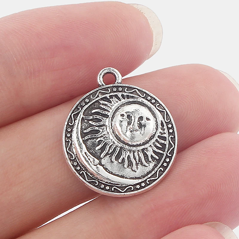 20PCS Vintage Round Sun&ampMoon/Sta/ Girl Face Charms Pendants for Jewelry Making DIY NeckLace Findings | Украшения и аксессуары