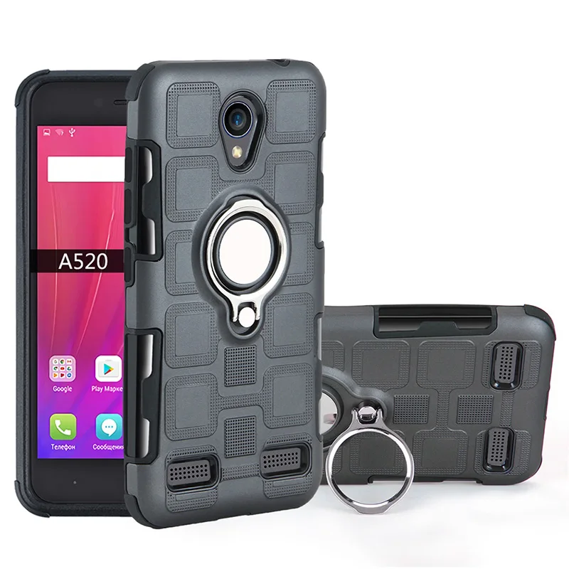 Серый Металлический кольцевой Чехол для мобильного телефона для zte Blade A520 A 520 5,0 '', чехол для zte Blade BA520 BA 520, мягкий силиконовый чехол - Цвет: Серый