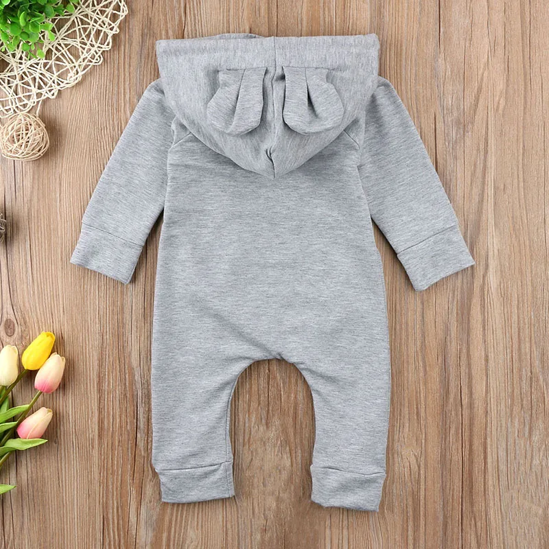 Осенне Осенний комбинезон с капюшоном длинными рукавами и заячьими ушками для