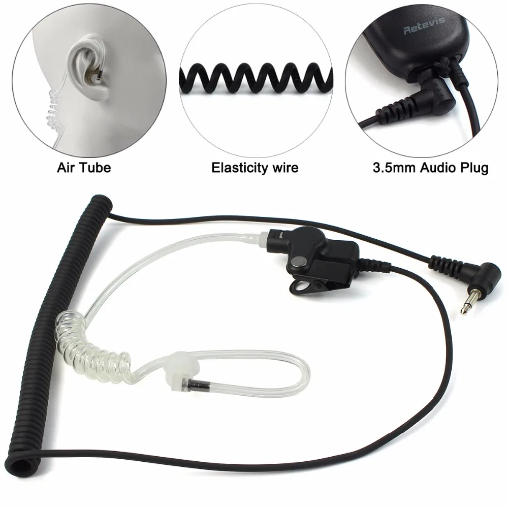 

Retevis 3.5mm 1Pin Audio Plug Listen Receiver Only Surveillance Air Tube Earpiece for Motorola Walkie Talkie Radio Speaker Mic