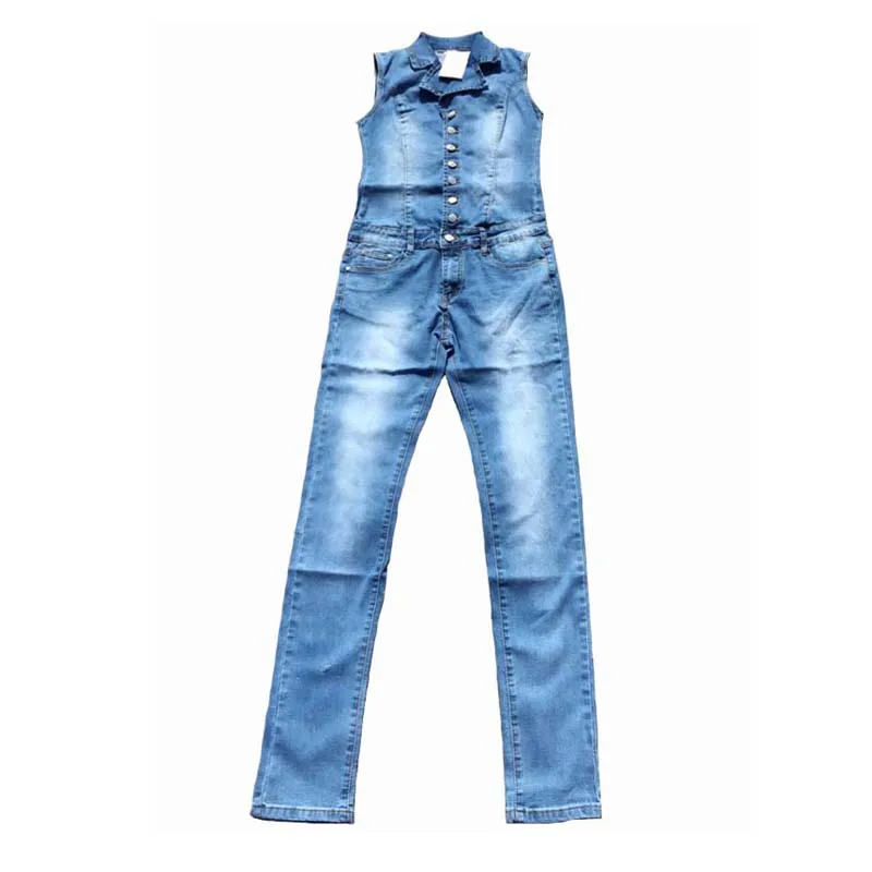 Новые 2017 комбинезоны джинсы европейский стиль Для женщин Комбинезон джинсовая