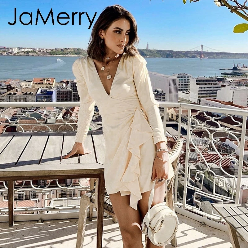 Платье JaMerry женское винтажное сексуальное сатиновое с рукавом-фонариком |