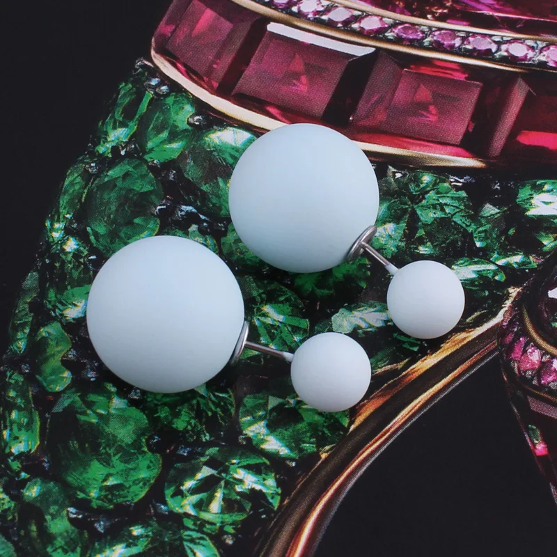 

Btuamb New Maxi Double Sides Big Ball Pearl Earrings Simple Style Candy Color Rubber Stud Earrings for Women Accessories Bijoux