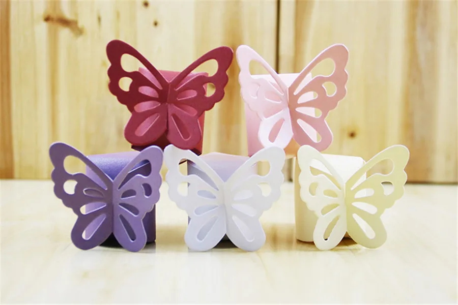 Новая креативная коробка конфет маленькая бабочка красочная фиолетовая розовая