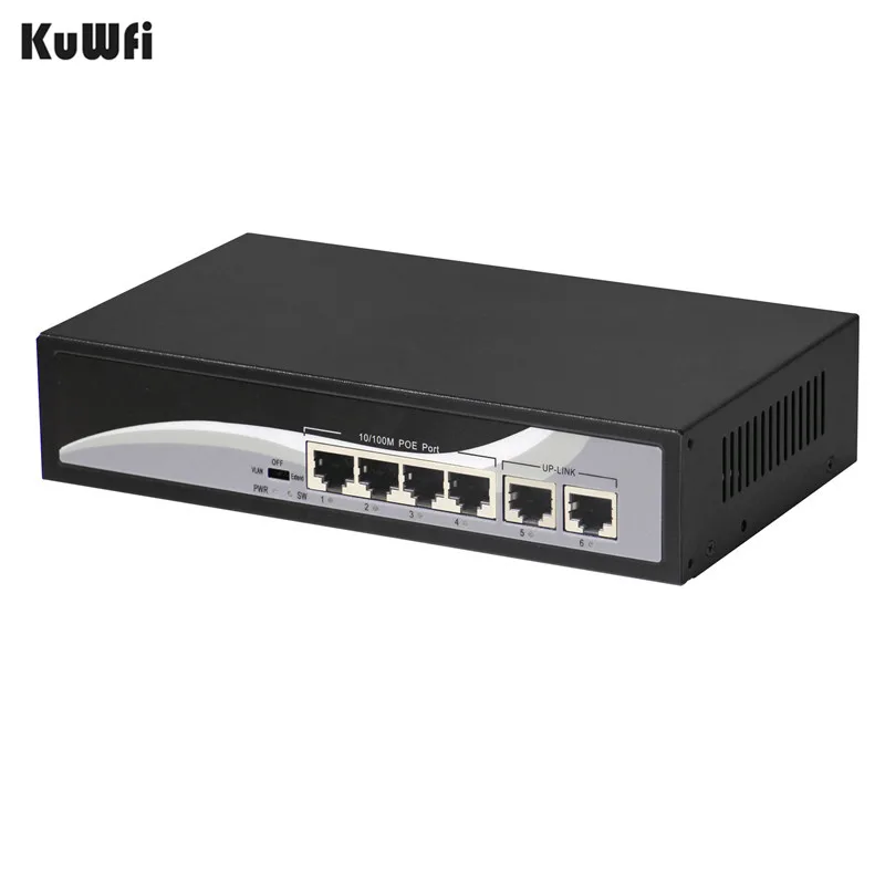 100 Мбит/с POE коммутатор 6 портов 48 В Ethernet сетевой быстрое переключение с 4PoE портом s