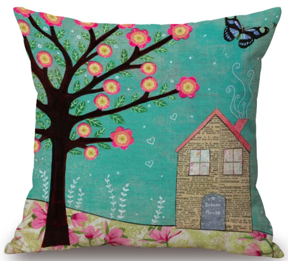 Lucky Tree винтажная Наволочка на шею с цветком льняная кровать диване подушка