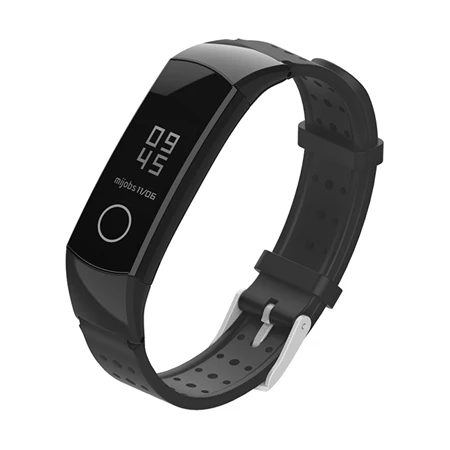 black black Mijobs для Honor Band 3 4 металлический ремешок для huawei Honor Band 2 Pro B19 B29 Band 3 браслет силиконовый металлический ремень с пряжкой - Цвет: black black