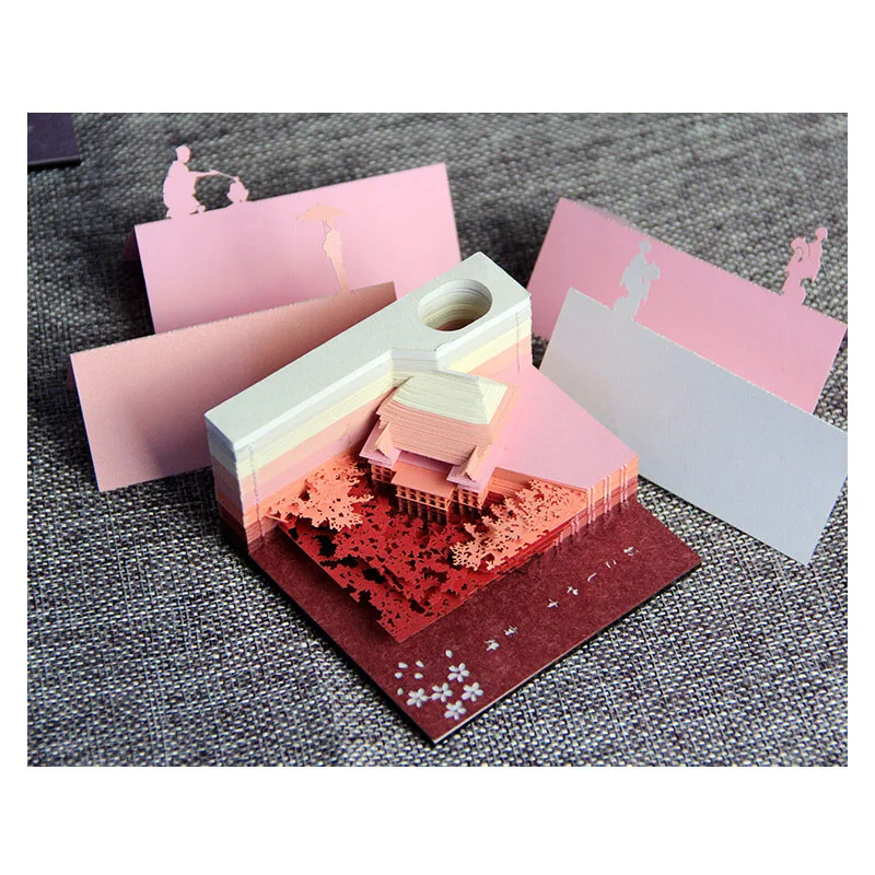 3D лазерная резка красочная модель бумажная бирка блокнот липкая записная книжка