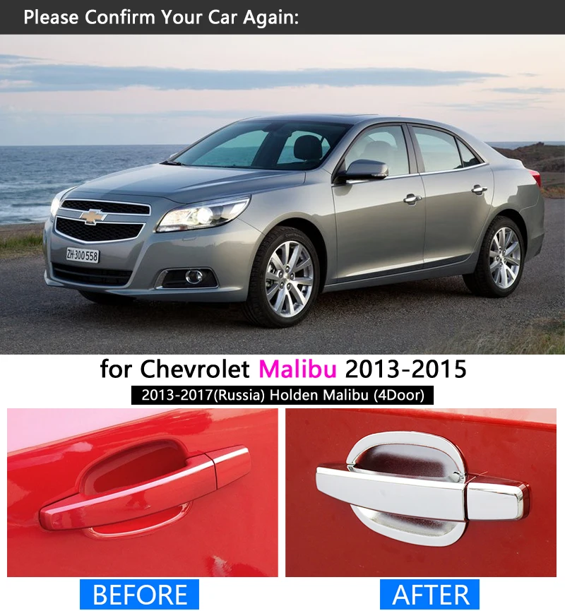 Car Chrome Door Handle Cover Trim Set for Chevrolet Malibu 2013 2014 2015 Holden Limited Accessories Stickers Styling | Автомобили и
