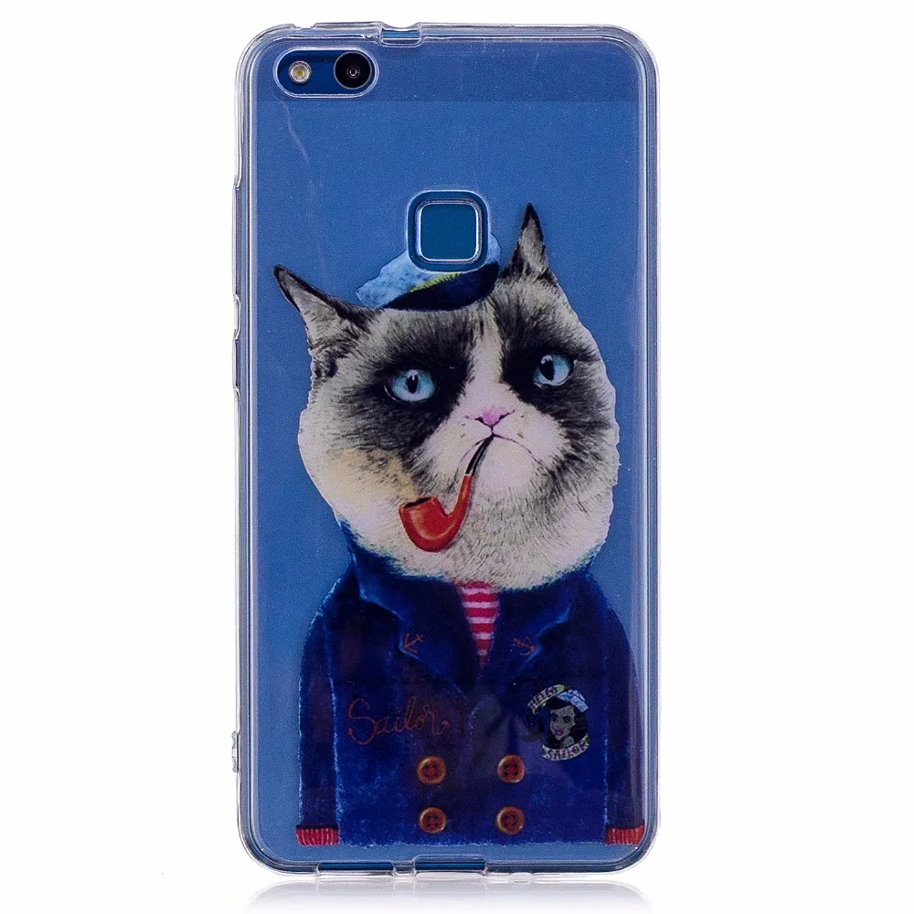 Lemonlan для Huawei P10 чехол Мода Cat сердца Ясно Мягкие TPU кремния назад телефона плюс p10plus