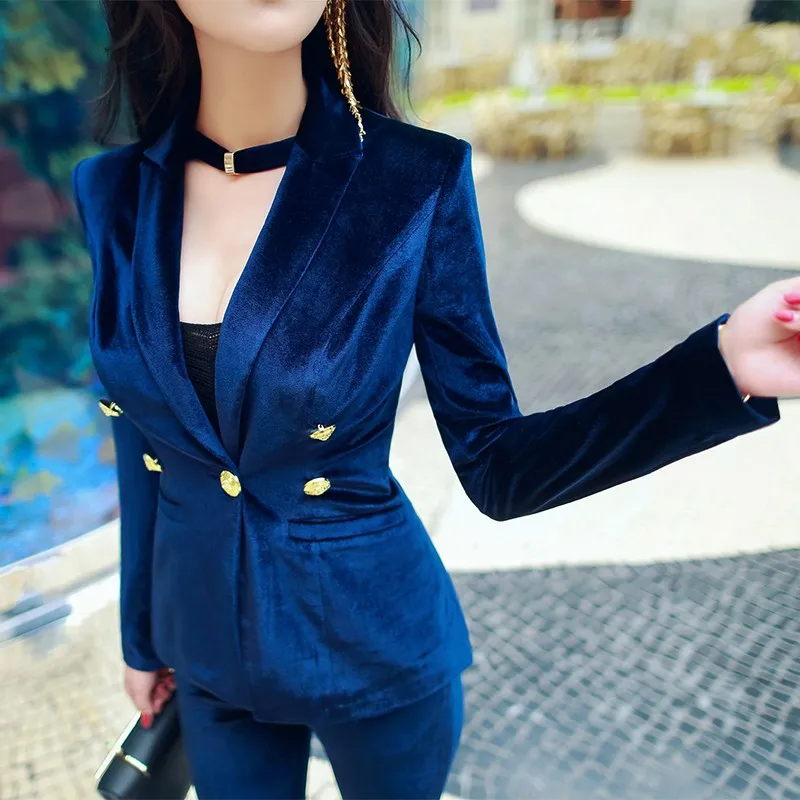 Женский офисный костюм из двух предметов Новый профессиональный Бархатный жакет
