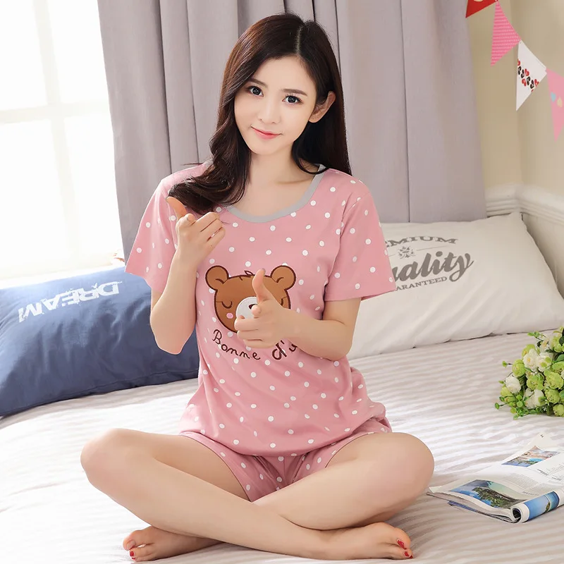 Обувь для девочек милый мультфильм пижамы с принтом Для женщин в горошек летние