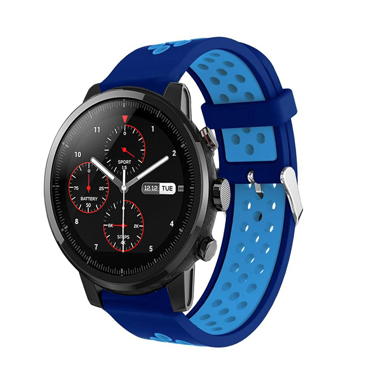 Синий 22 мм спортивные силиконовые часы ремешок для Xiaomi Huami Amazfit Strato спортивные часы 2 Смарт часы заменены Пряжка ремешок - Цвет: Синий