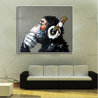 hand painted abstract animals oil painting on canvas handmade wall artwork knife palette monkey childs decor canvas paintings