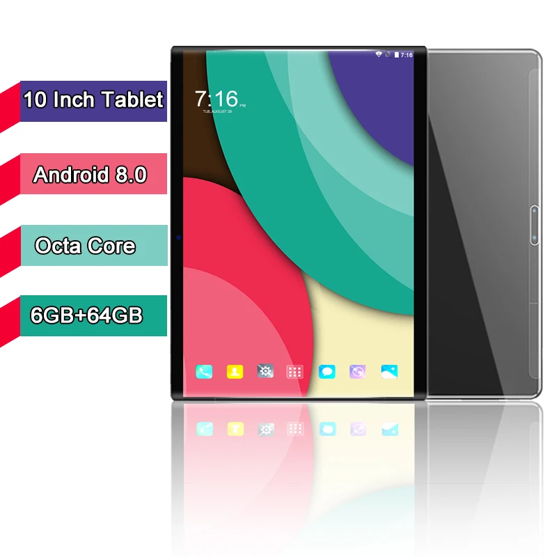 Новый 10 1 дюймовый планшетный ПК 3G 4G LTE телефон Android 8 0 Восьмиядерный 6 ГБ + 64 1280*800 IPS