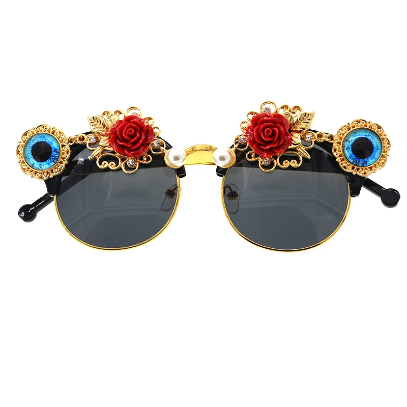 Очаровательные Винтажные Солнцезащитные очки кошачий глаз в стиле барокко с