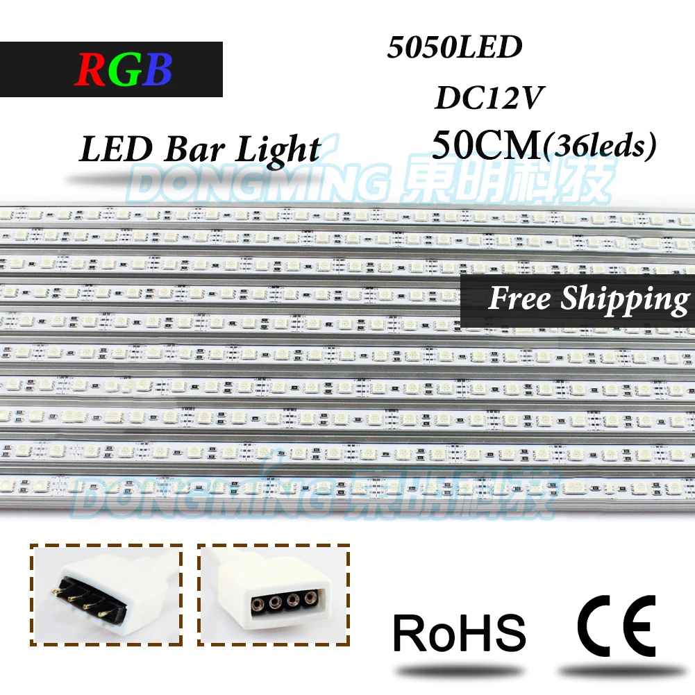 Фото Светодиодный алюминиевый профиль RGB, 6 шт. 36, светодиодный светильник 5050, не водонепроницаемый, 12 В, светодиодный светильник luces 50 см, светодиодный светильник s в шкафу №1