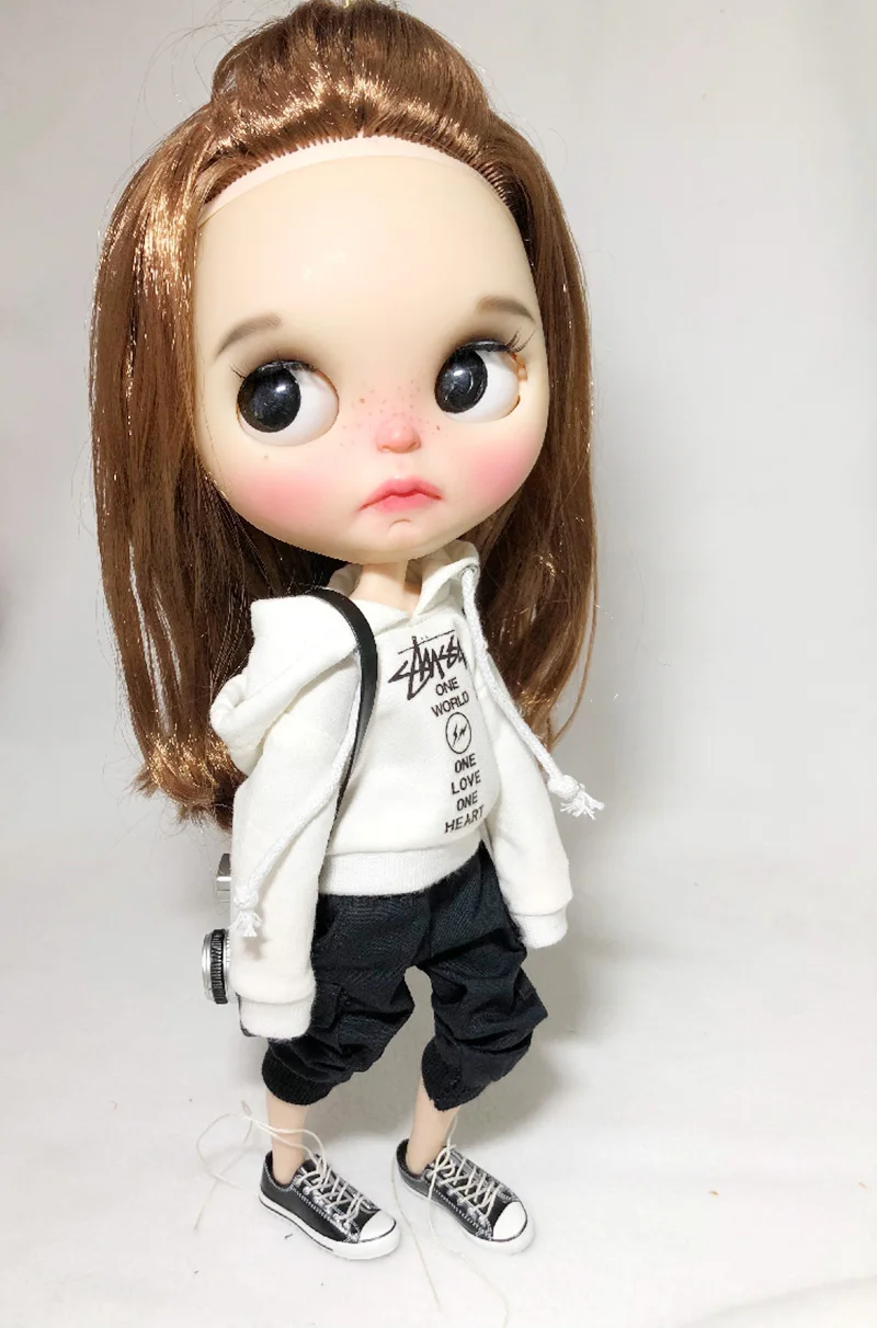 Крутая Одежда для кукол Blyth с принтом белая шляпа Толстовка Футболка для blyth брюки azone s ob24 1/6 аксессуары для кукол одежда