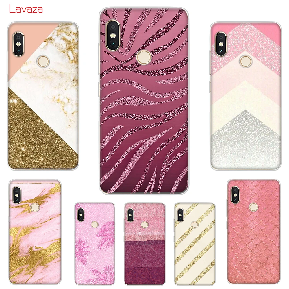 Жесткий чехол Lavaza Gold Pink rose Glitter marble для POCOPHONE F1 Xiaomi A2 Mi8 Lite A1 Redmi Note 4X5 6 Pro | Мобильные