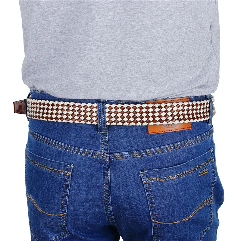 Кожаный Плетеный ремень для мужчин 60% хлопок 40% кожа широкие повседневные ремни 1