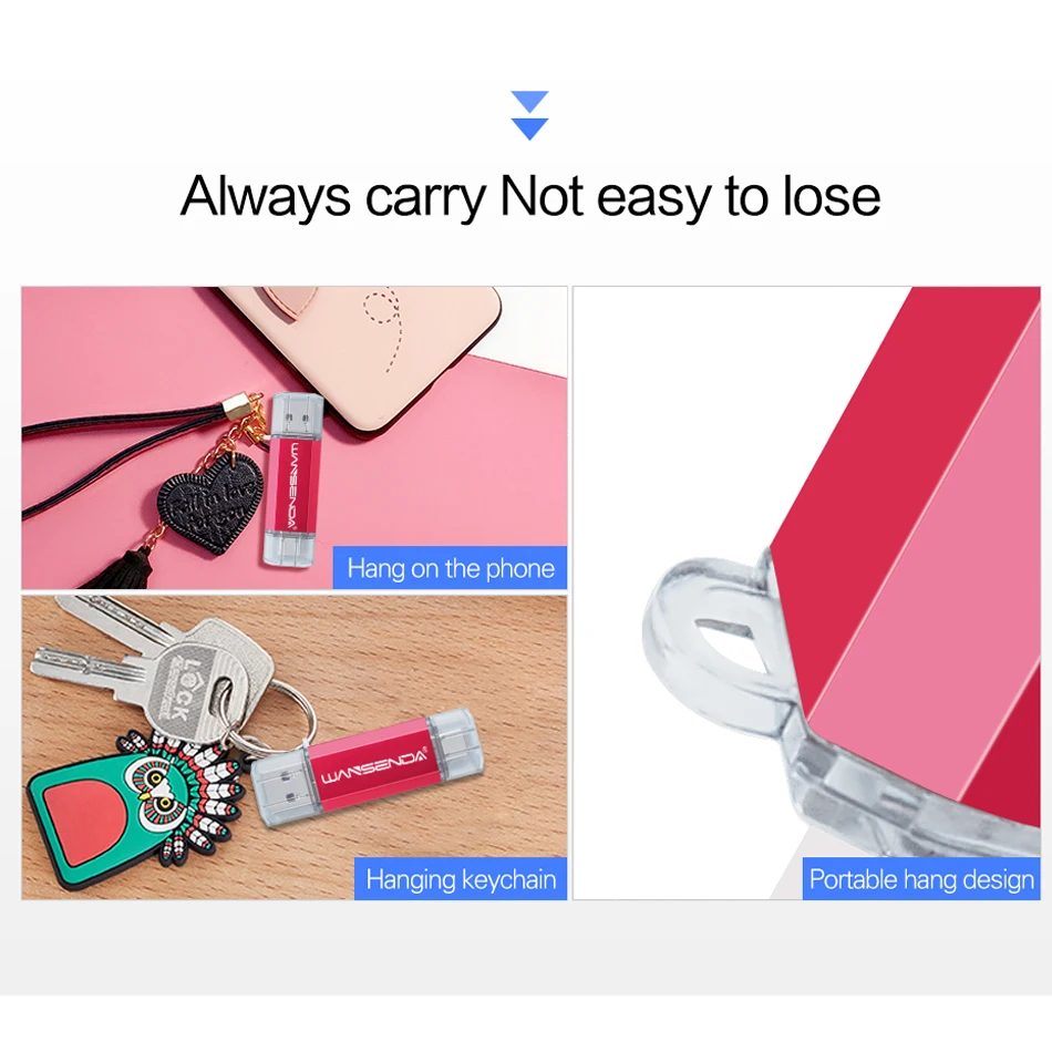 WANSENDA USB Flash Drive 3 in 1 USB3.0 & Type-C Micro OTG Pen 16GB 32GB 64GB 128GB 256GB Pendrive Memory Stick | Компьютеры и офис