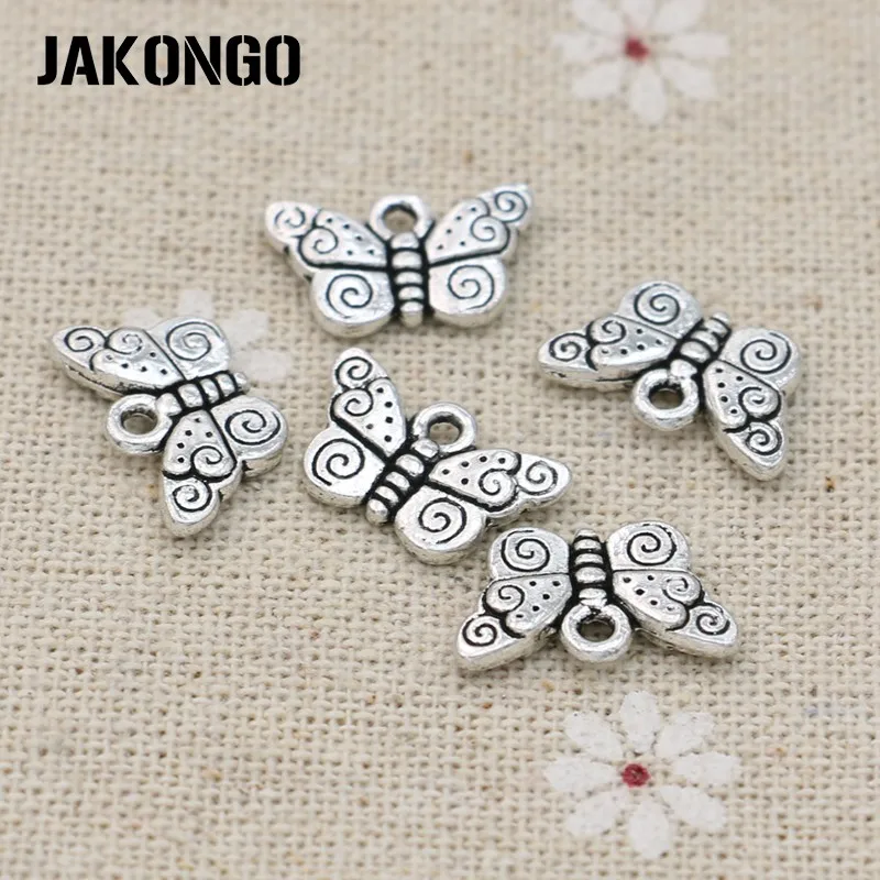JAKONGO 15 шт. подвески бабочки античные серебряные Подвески для изготовления