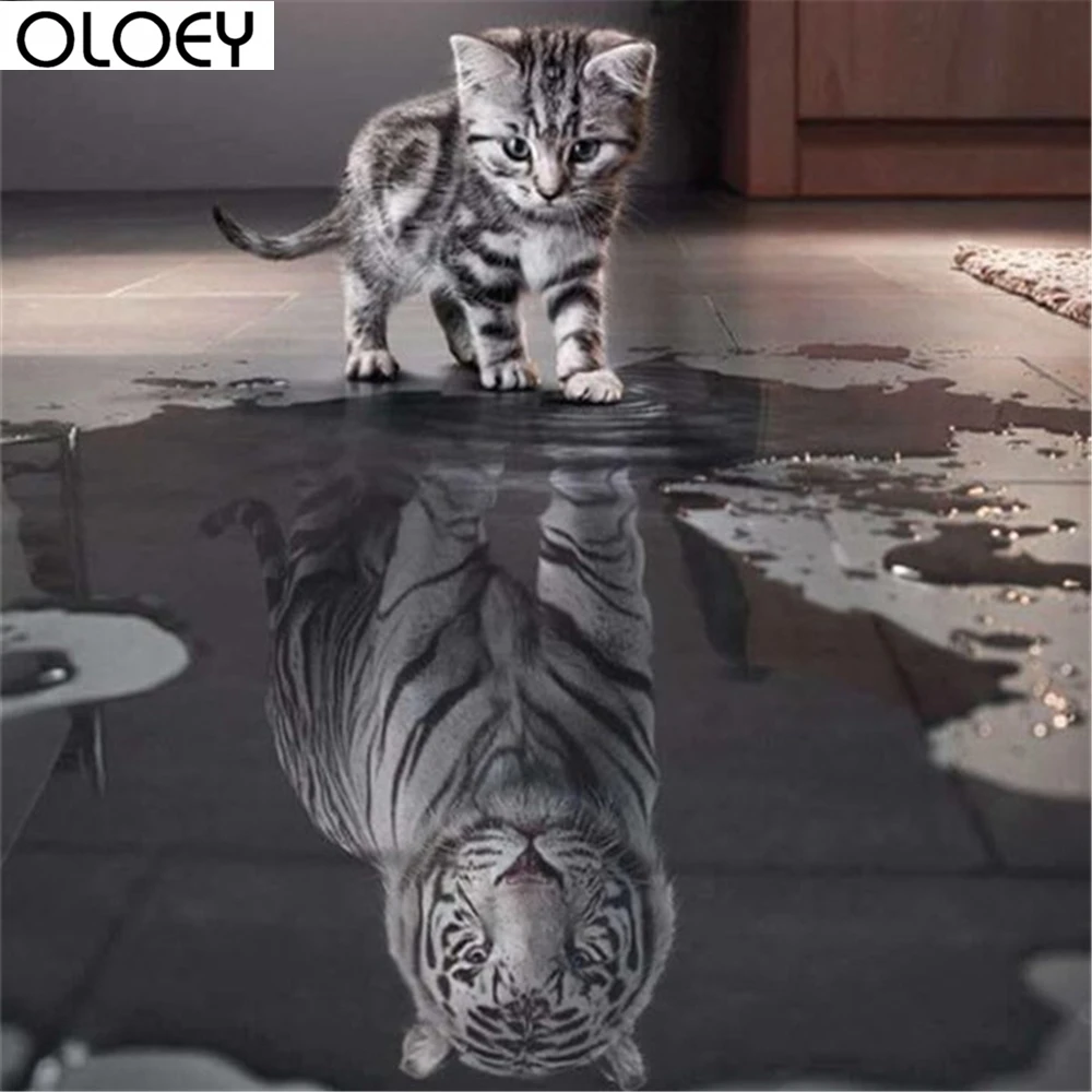 Полная квадратная дрель 5D алмазная живопись Животные Кошки до тигра вышивка